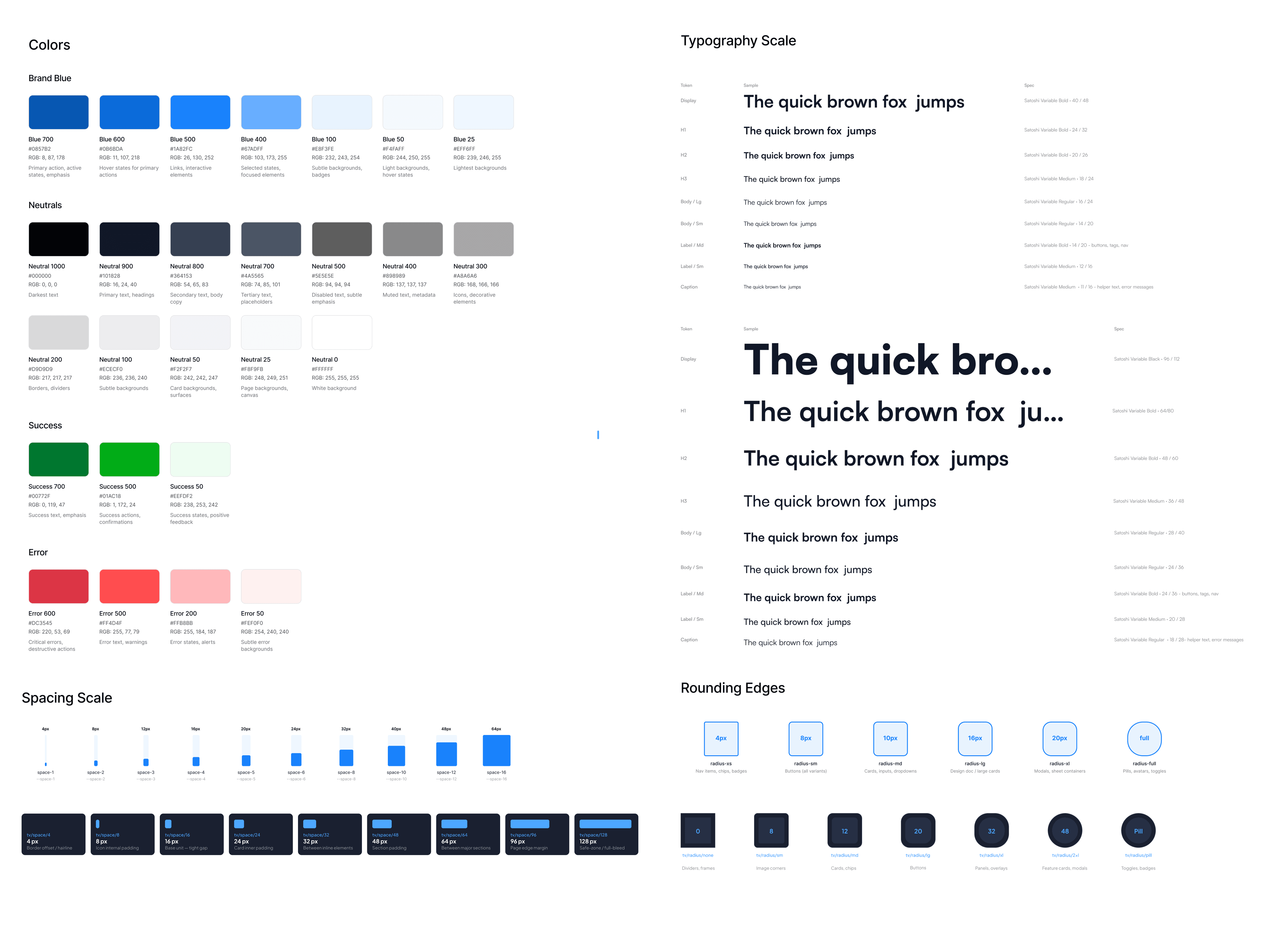 WelcomeScreen design system foundation showing typography, colors, and spacing