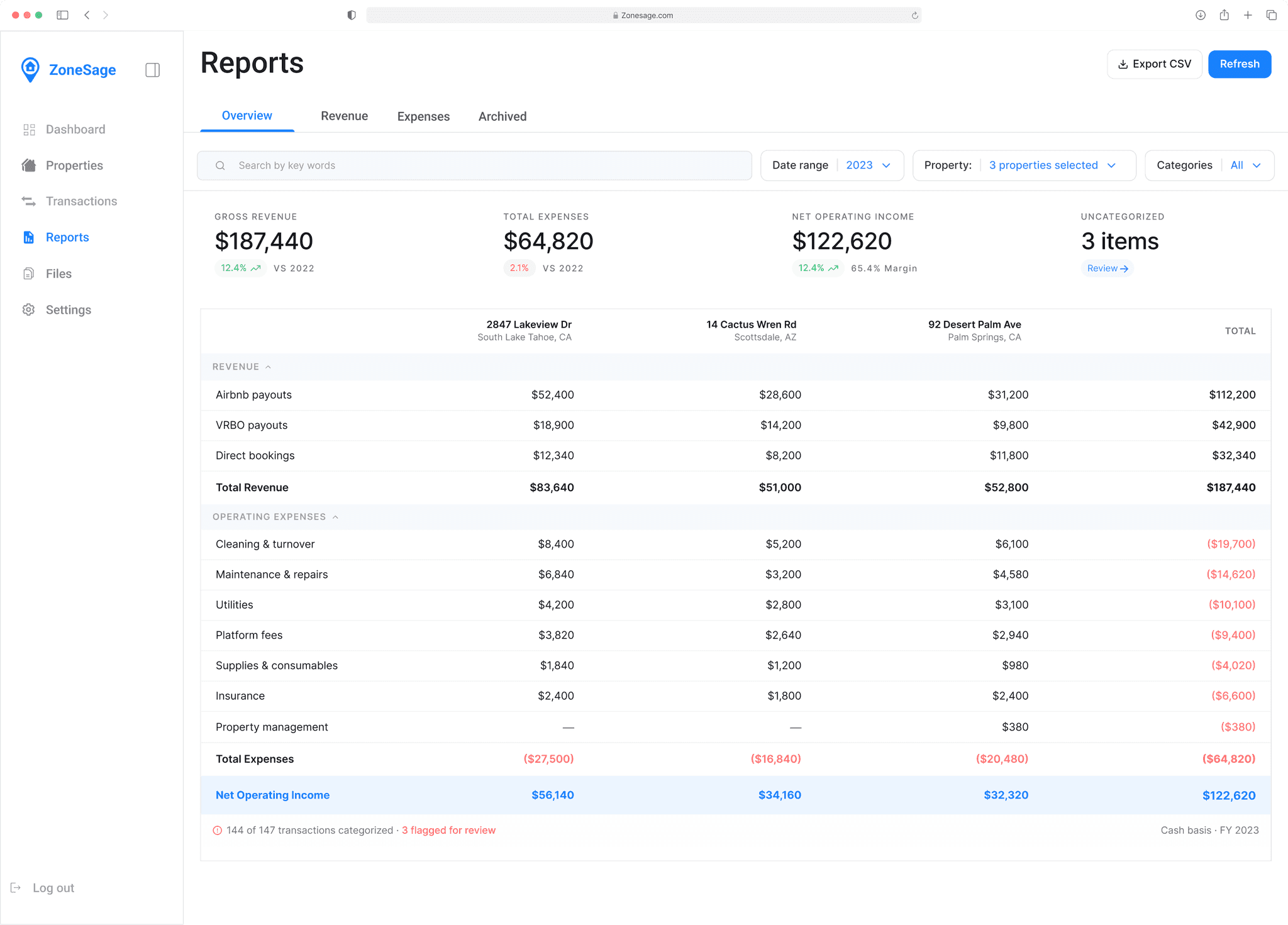 ZoneSage financial reports ready to share with an accountant